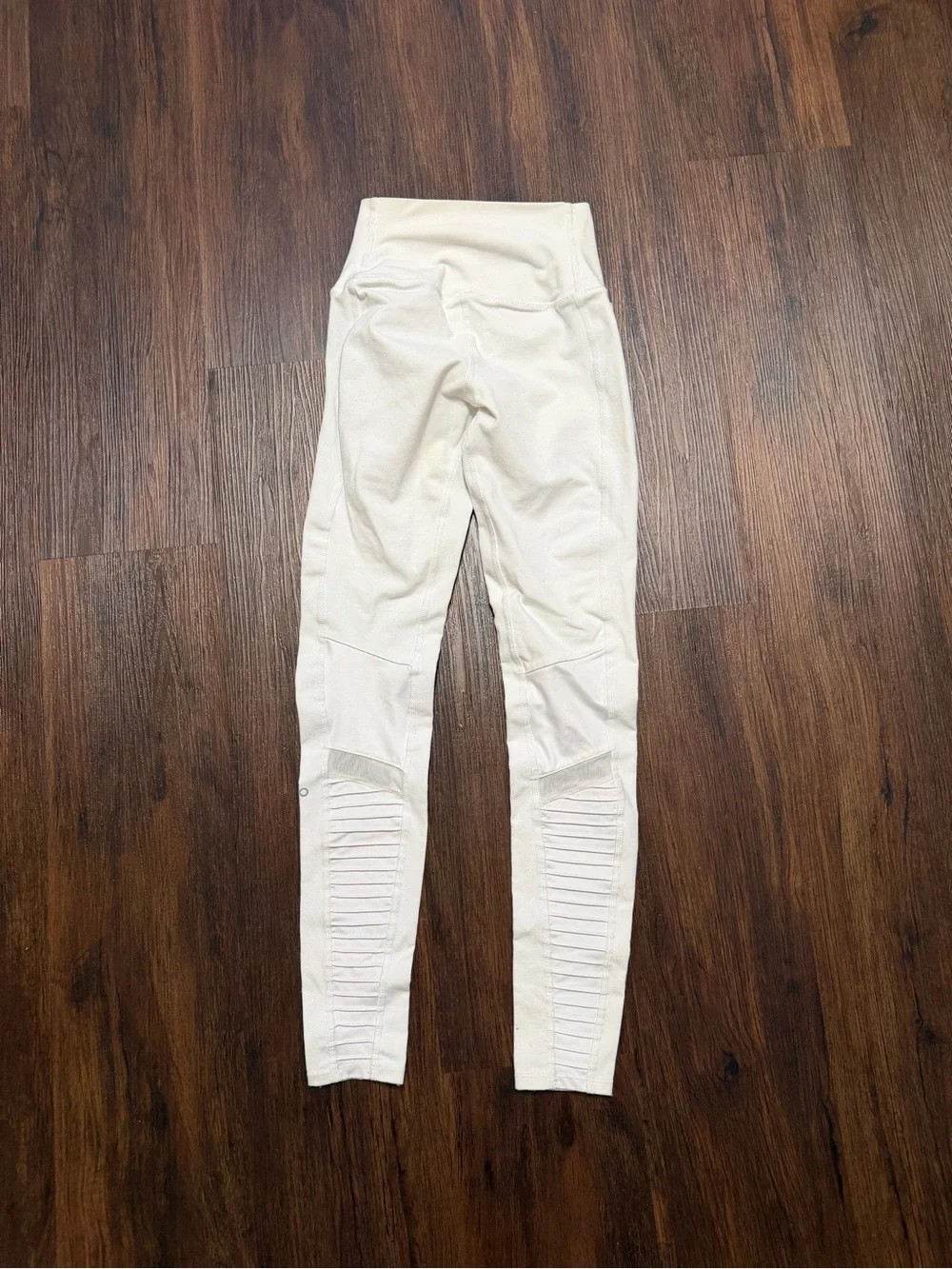 Alo White Ribbed Moto Leggings - Activewear